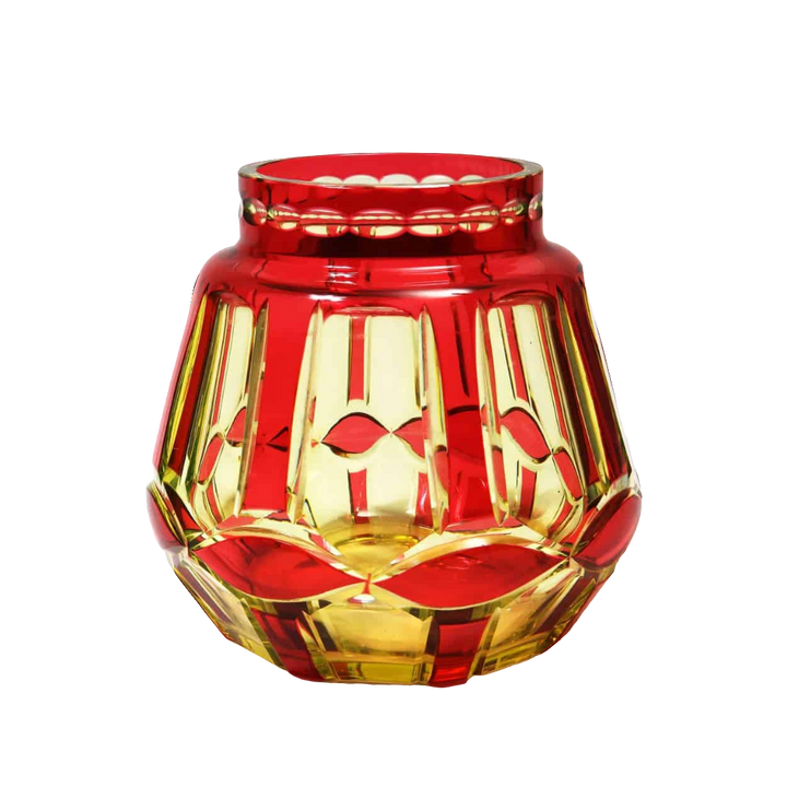 Val St Lambert Cased Ruby Over Uranium Glass Vase ‘Palacio’
