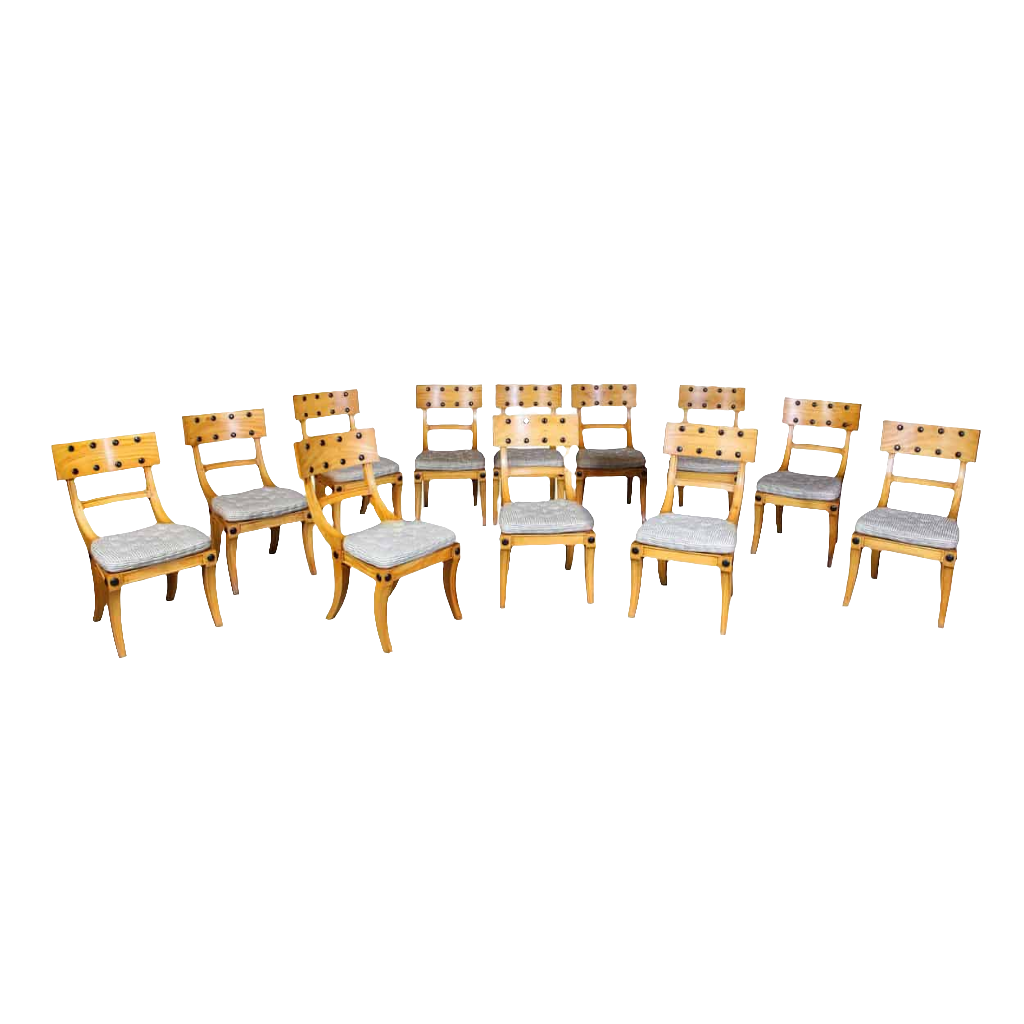Set of 6 Satinwood Klismos Dining Chairs