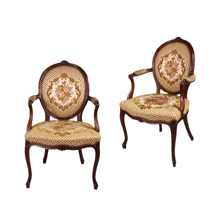 Pair of George III Mahogany Armchairs