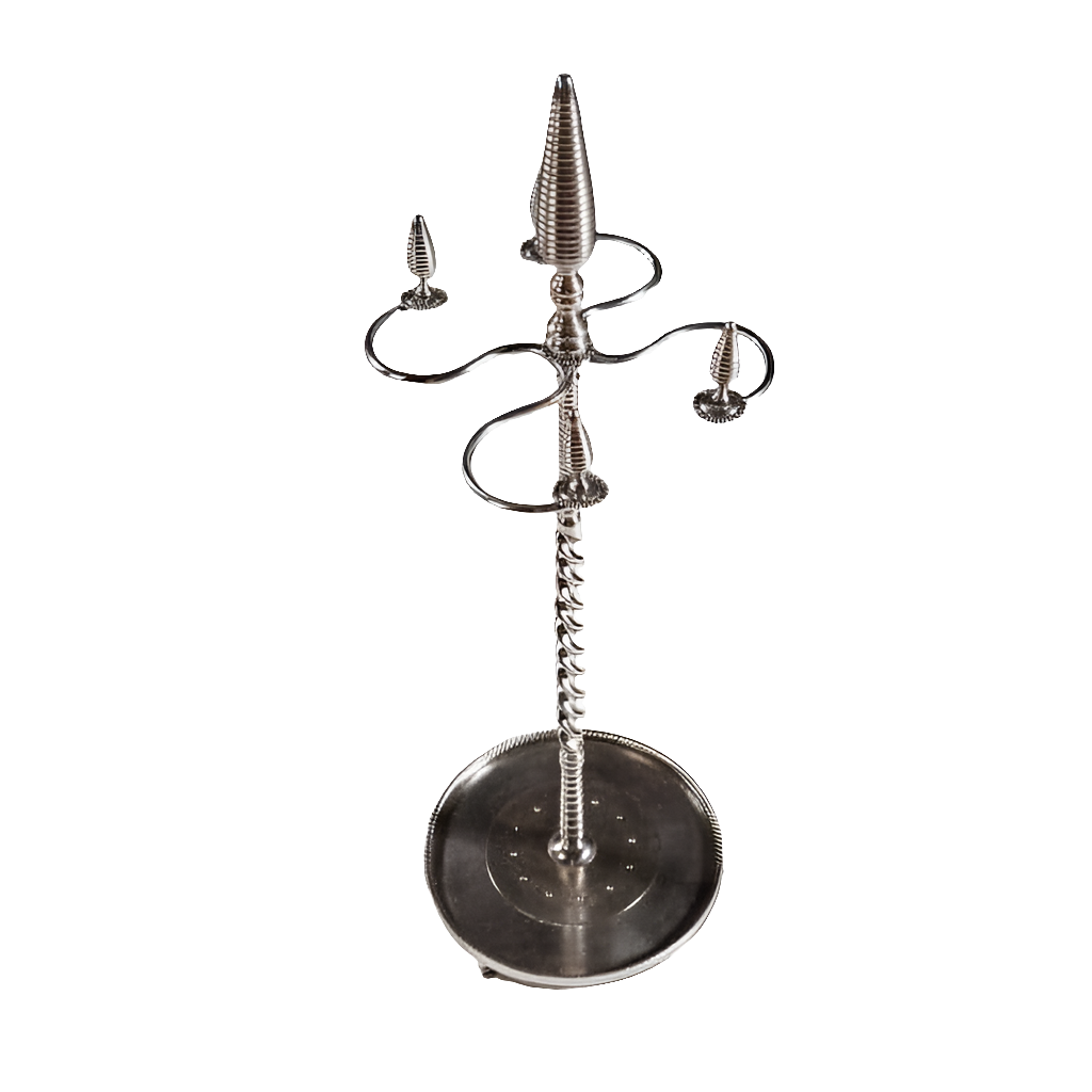 Polished and cut steel fire iron stand