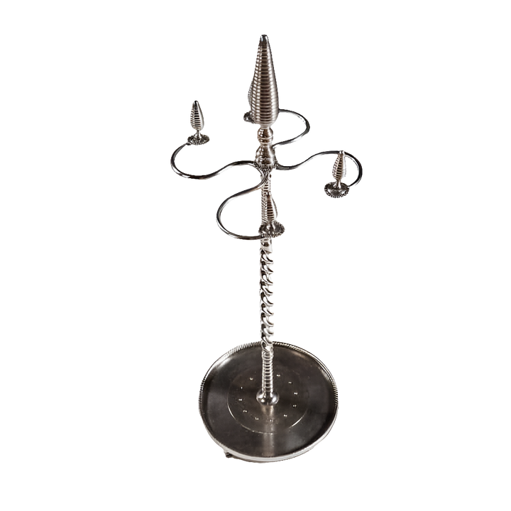 Polished and cut steel fire iron stand