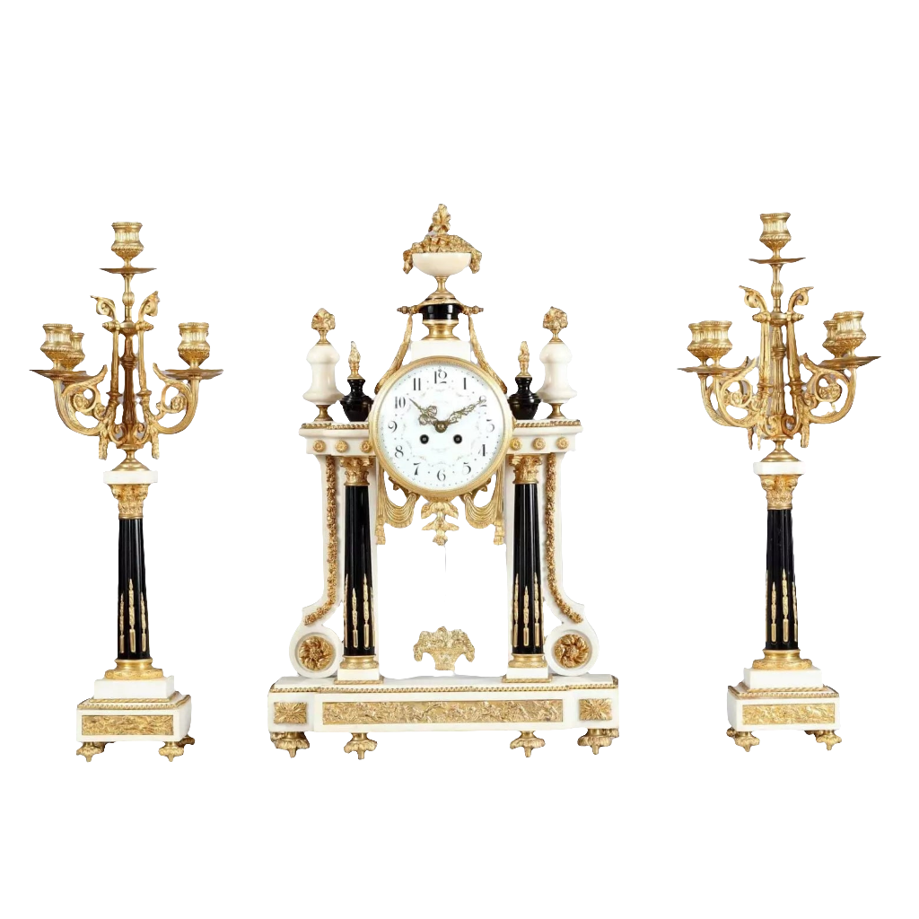 Napoleon III Porcelain Clock Garniture