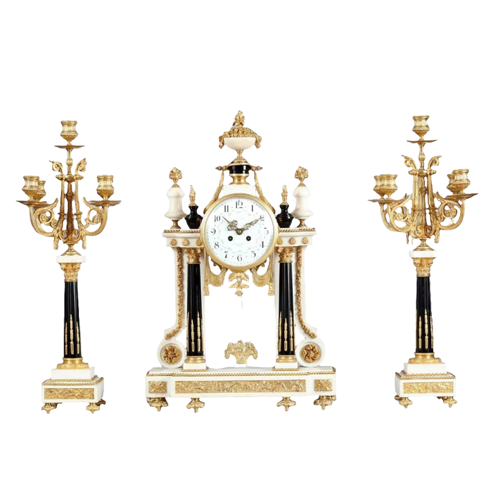 Napoleon III Porcelain Clock Garniture