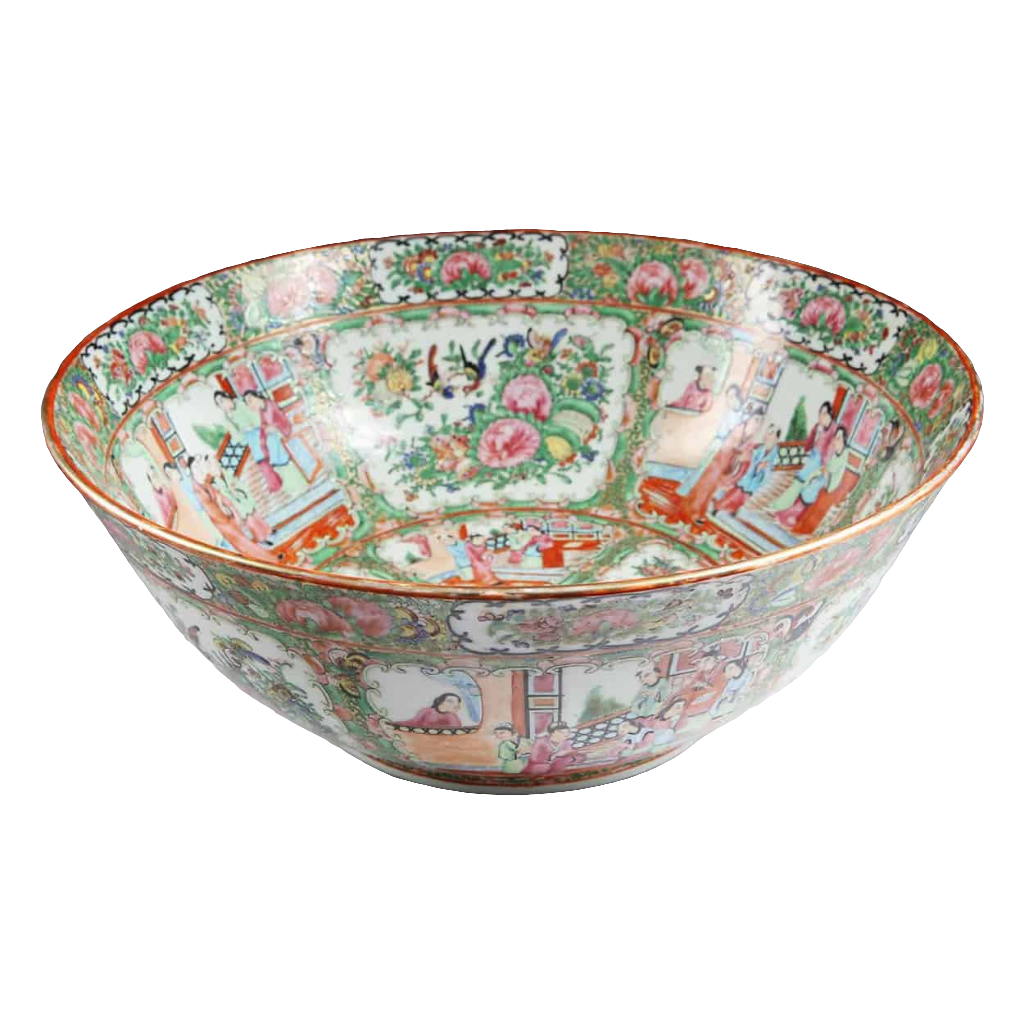 Large Rose Medallion Canton Punch Bowl