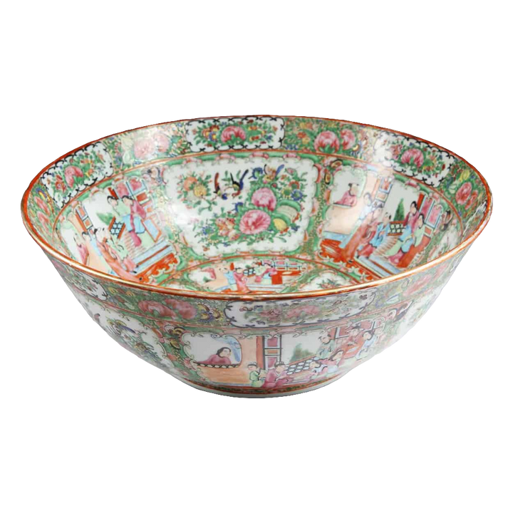 Large Rose Medallion Canton Punch Bowl