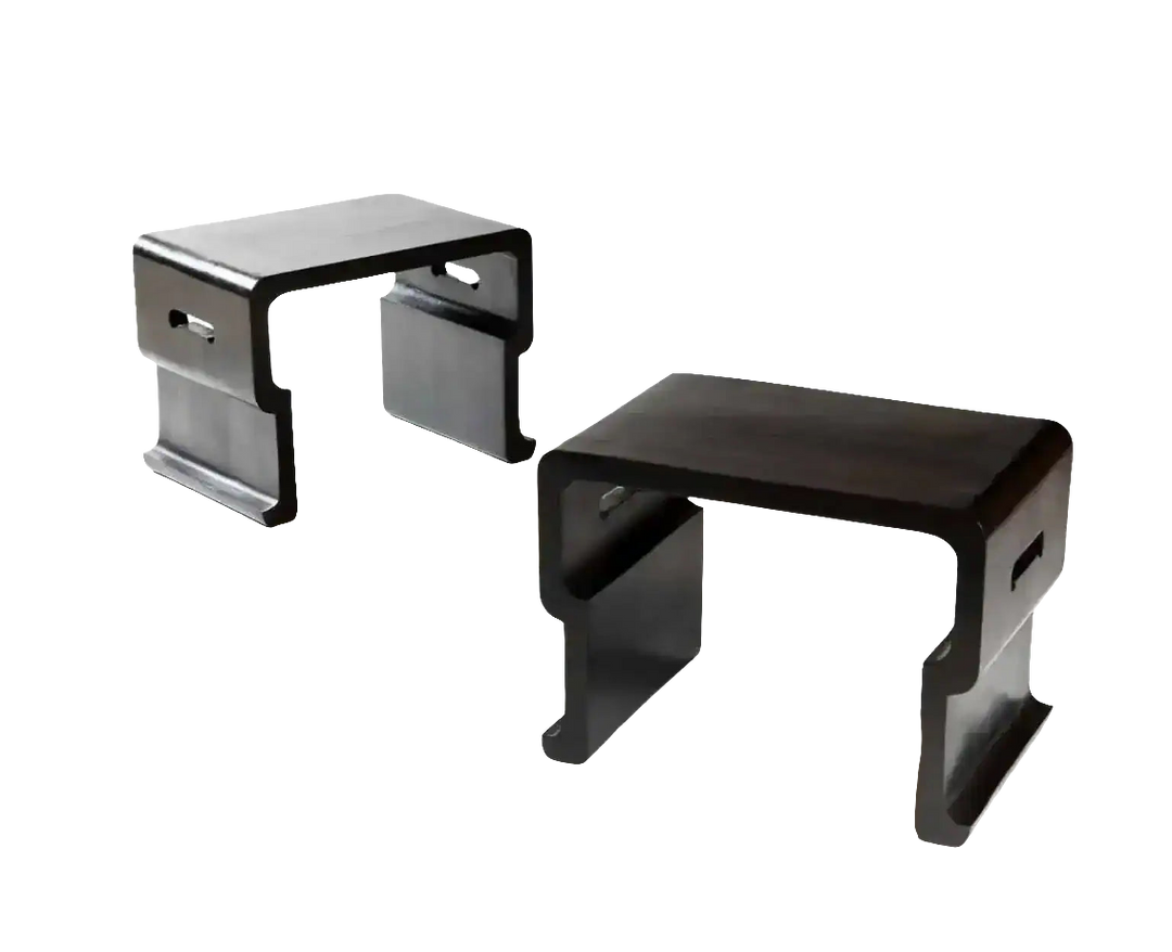 Pair of Black Ebony End Tables with curvaceous Chinese-inspired design, solid wood, pierced handles and scroll feet options.