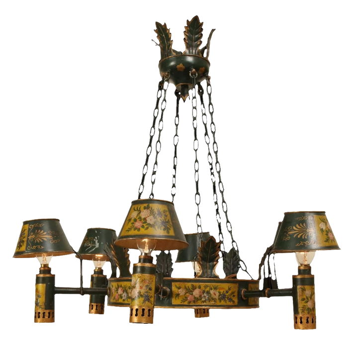 Napoleon III Six Light Tôle Chandelier