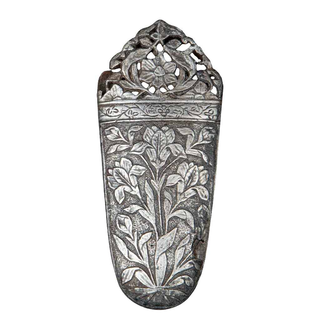 A fine carved cut-steel chape, Mughal India, 17th century