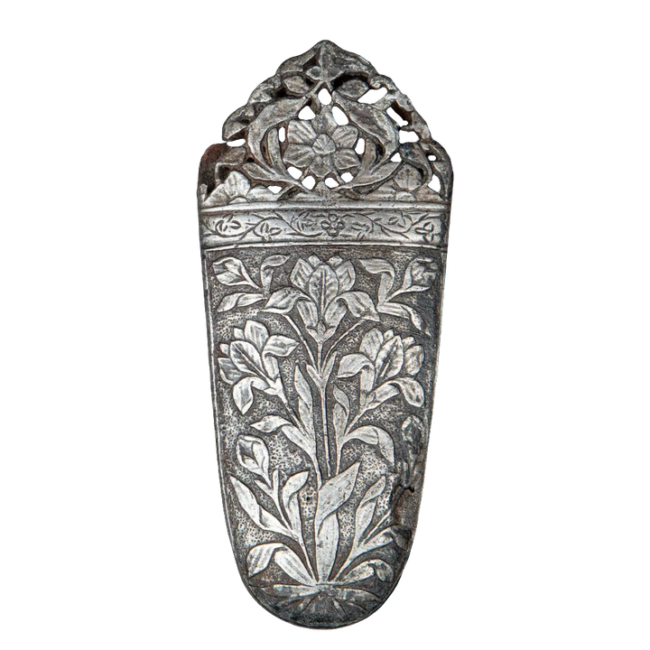 A fine carved cut-steel chape, Mughal India, 17th century