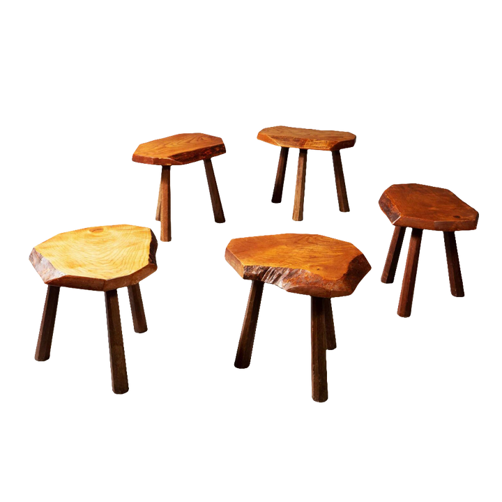 Set of Five Elm Stools