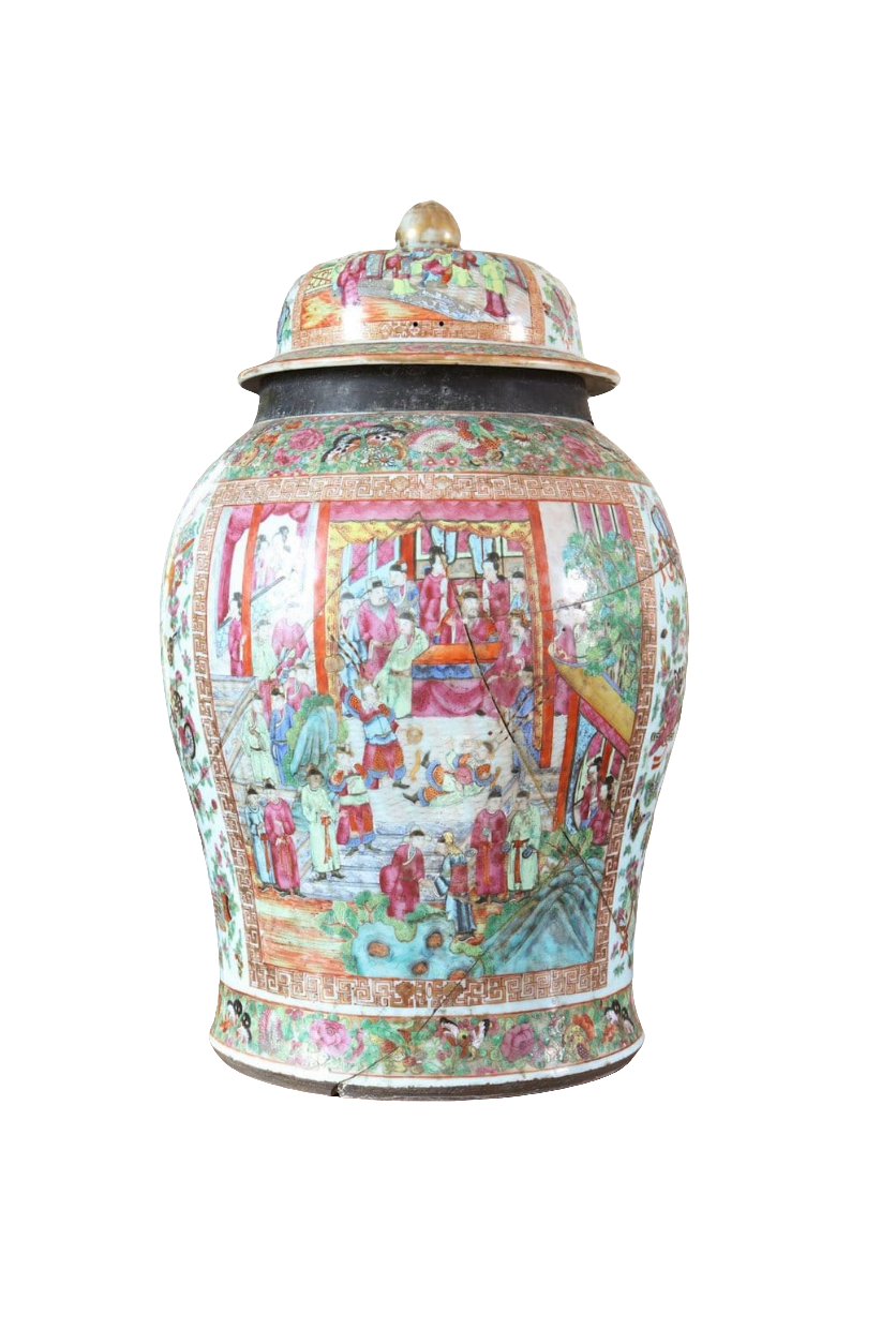 Two Large Canton Chinese Export Vases and Covers