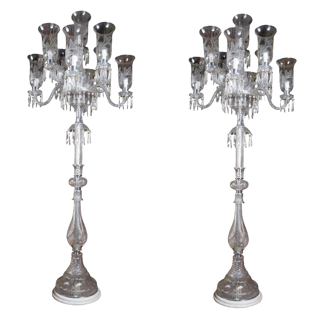 Pair of 19th Century Cut Glass Torcheres attributed to F & C Osler