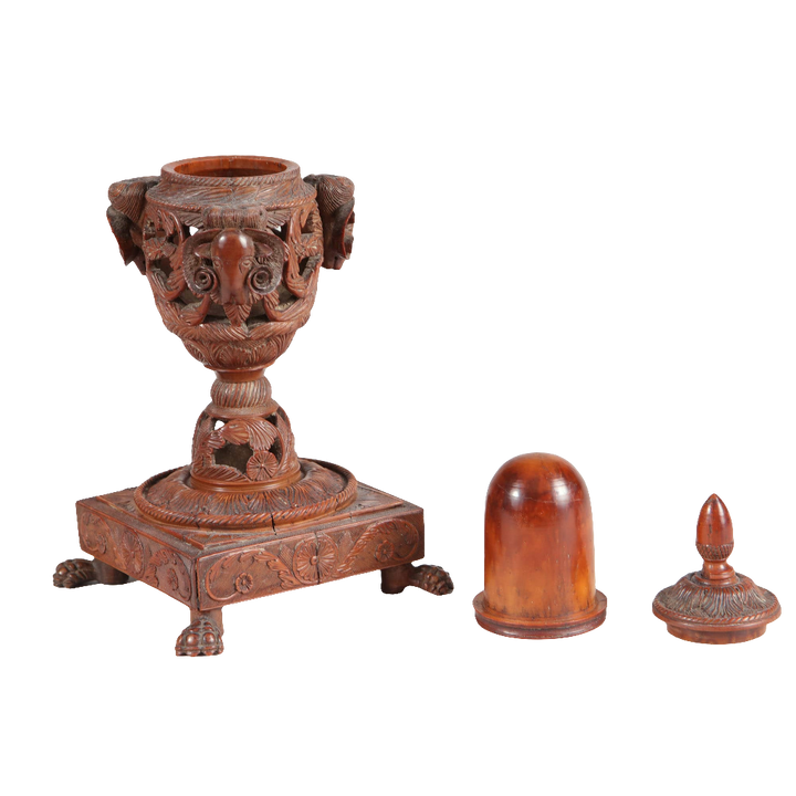 Carved Coquilla Nut Ink Stand
