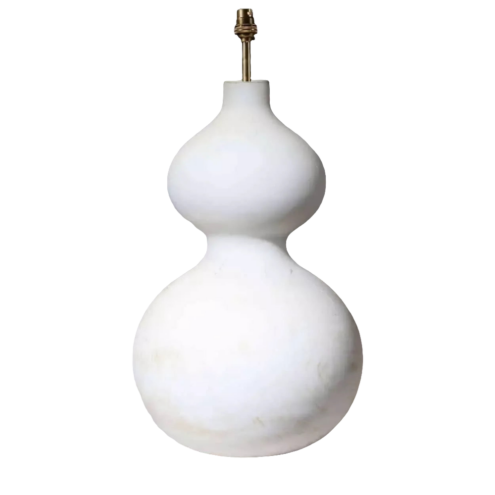 A Wooden Double Gourd Lamp with a smooth white finish and double gourd shape, standing 58.5 cm tall.