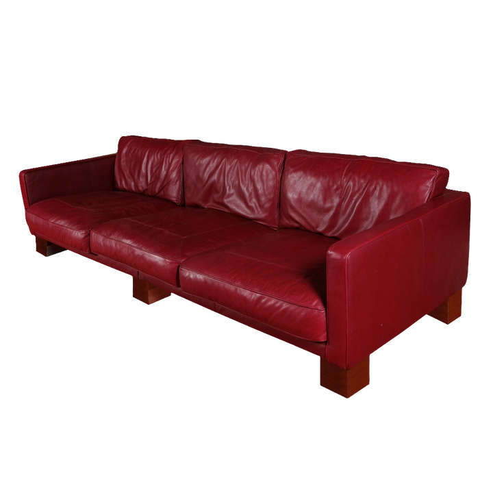 20th Century Red Leather Sofa | 10′ / 3m