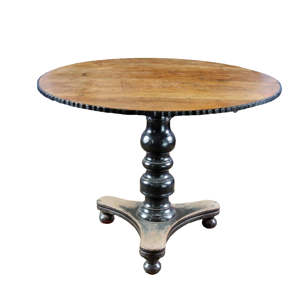 Anglo Indian Tilt Top Pedestal Centre Table with Sheesham wood top and ebonized turned pedestal base circa 1860