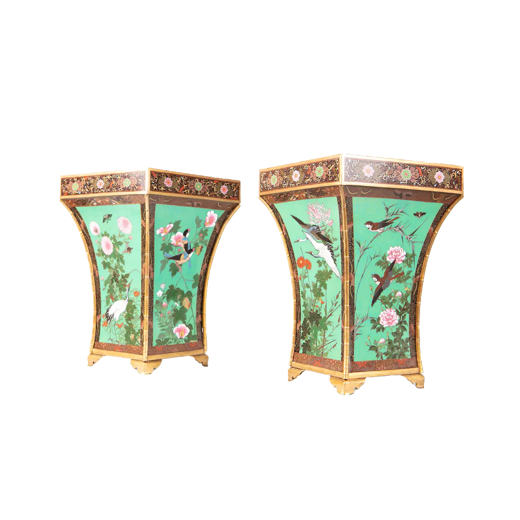 Chinese Cloisonné Enamel Cache Pots