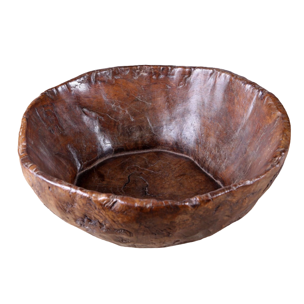 Large Pyrenean Hand-carved Burl Wood Bowl - Nicholas Wells Antiques