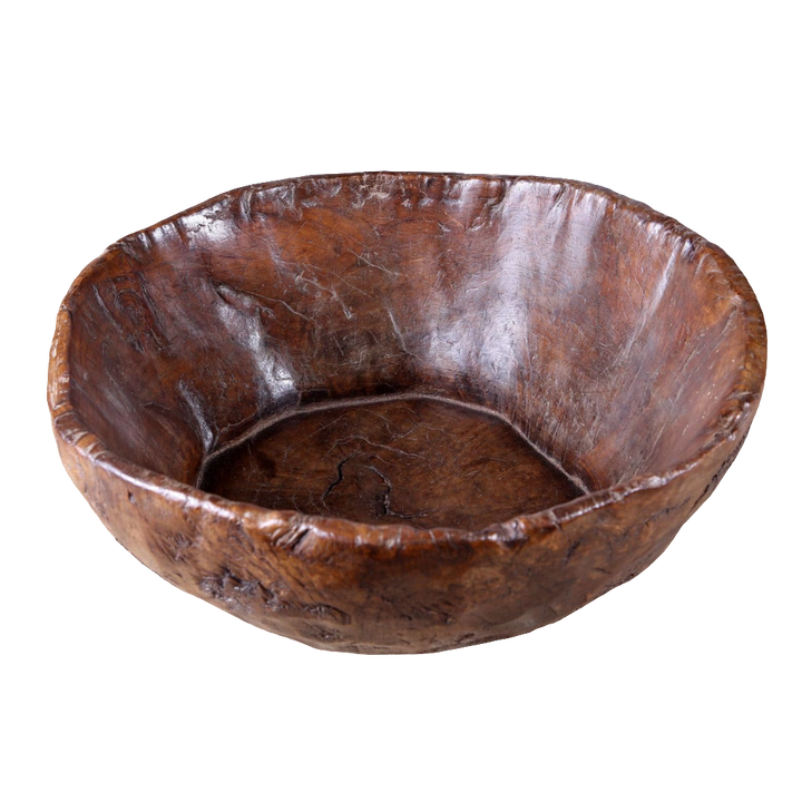 Large Pyrenean Hand-carved burl wood bowl