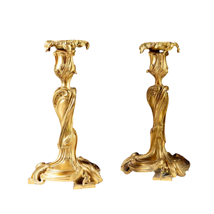 Pair of 19th Century Louis XV Ormolu Candlesticks