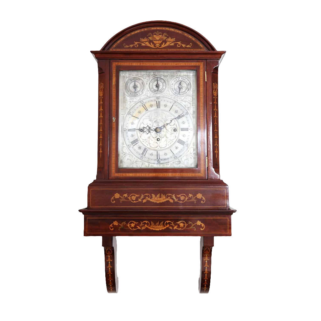 Marquetry Bracket Clock With Engraved Face