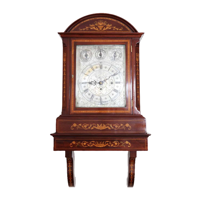 Marquetry Bracket Clock With Engraved Face