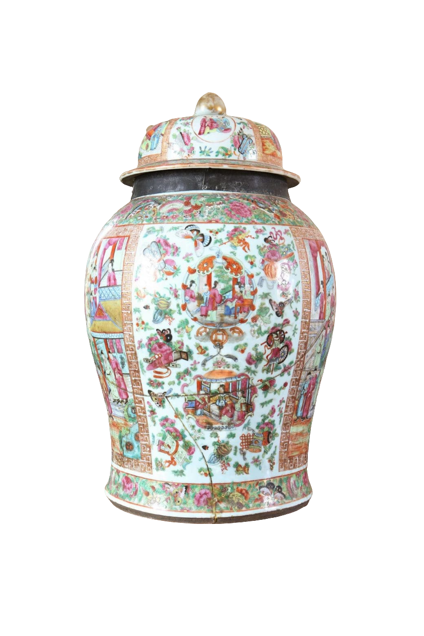 Two Large Canton Chinese Export Vases and Covers
