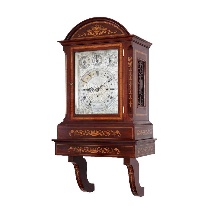 Marquetry Bracket Clock With Engraved Face