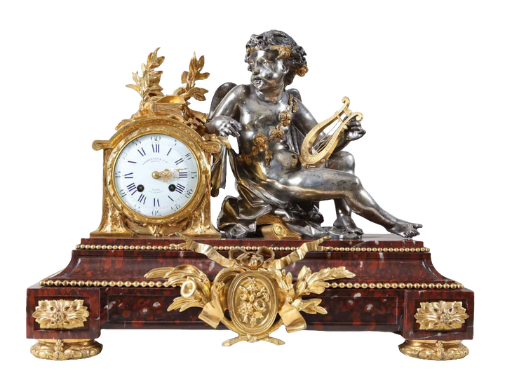 Rouge Griotte Marble French Clock Garniture