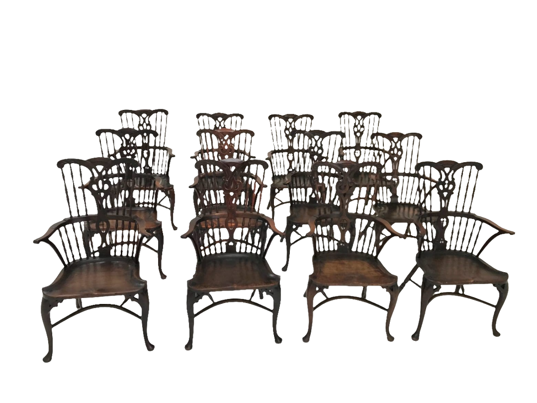 Set of 12 Georgian Comb Back Windsor Armchairs