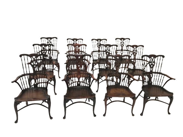 Set of 12 Georgian Comb Back Windsor Armchairs
