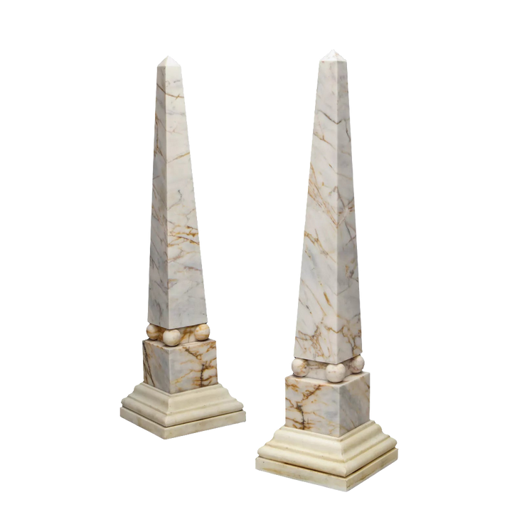 Pair of Skyros & Pentelican Marble Obelisks