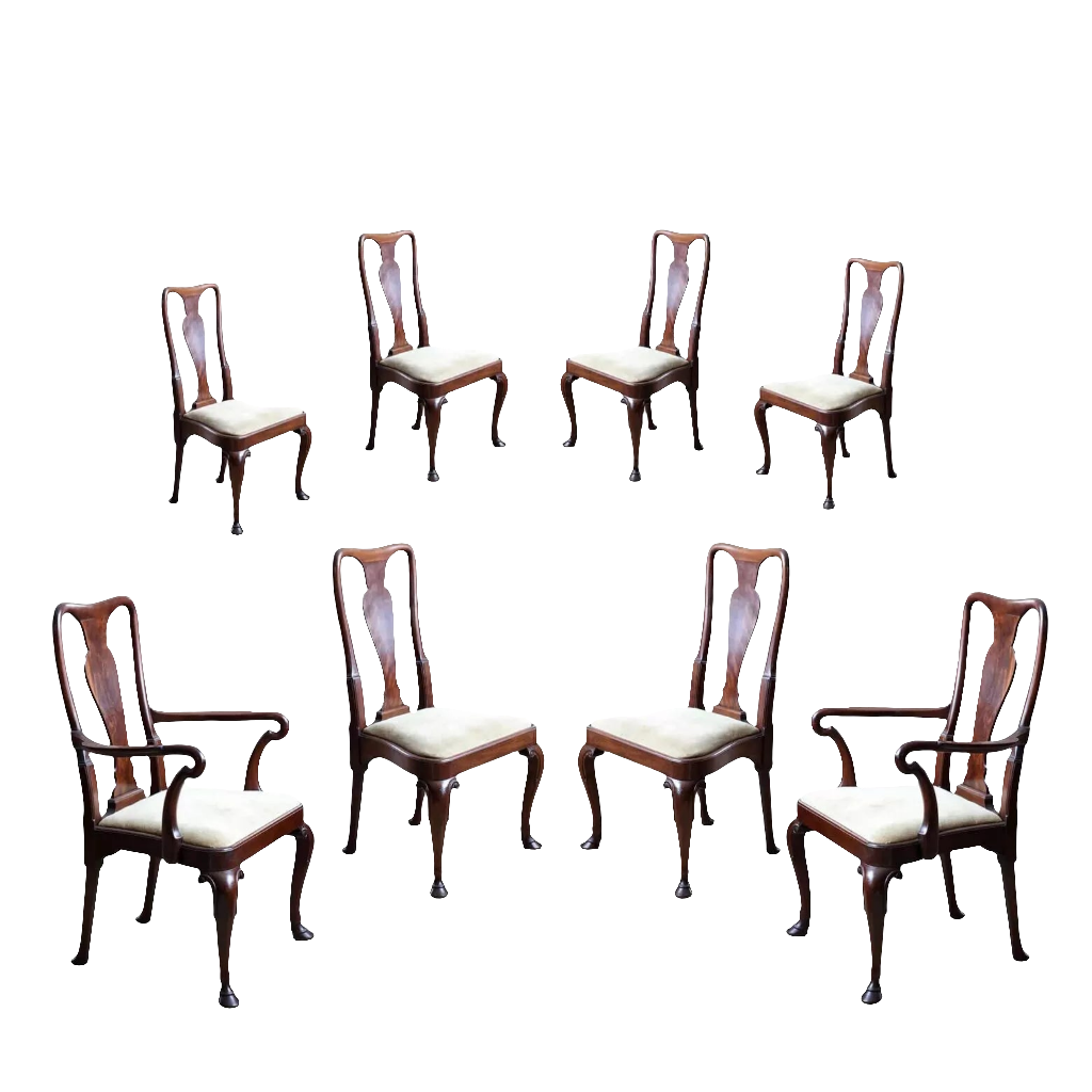 Set of eight hoof foot dining chairs