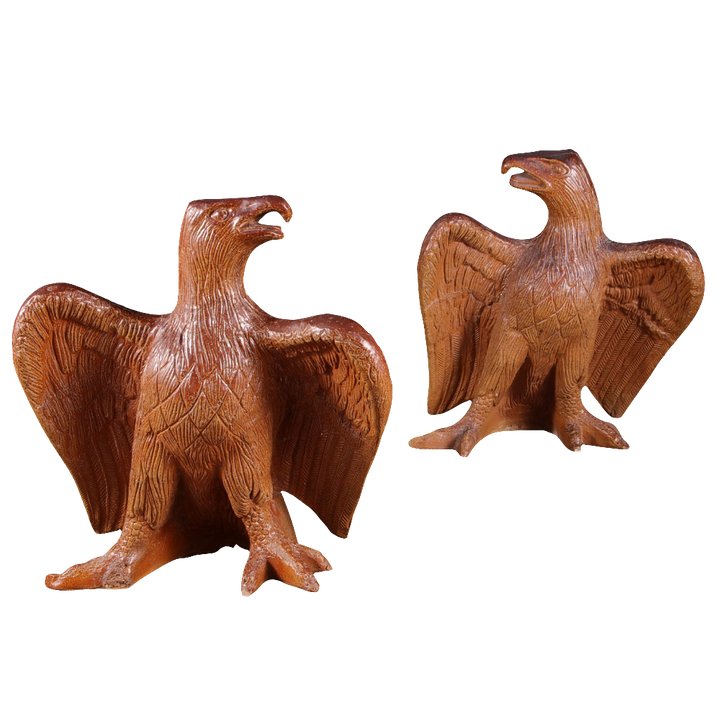 Pair of Salt Glazed Eagles with open wings and opposing heads, 19th century English pottery, circa 1880.