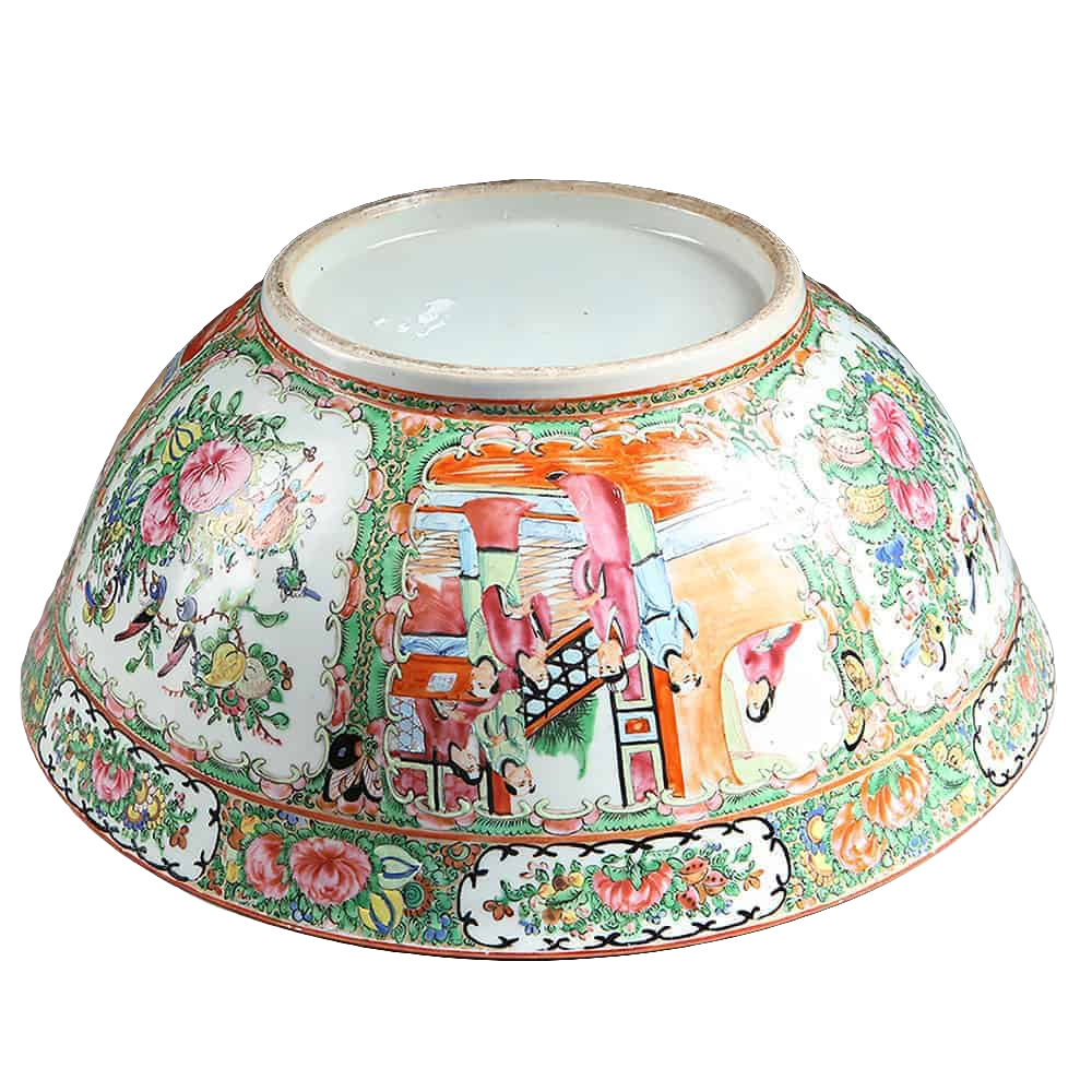 Large Rose Medallion Canton Punch Bowl