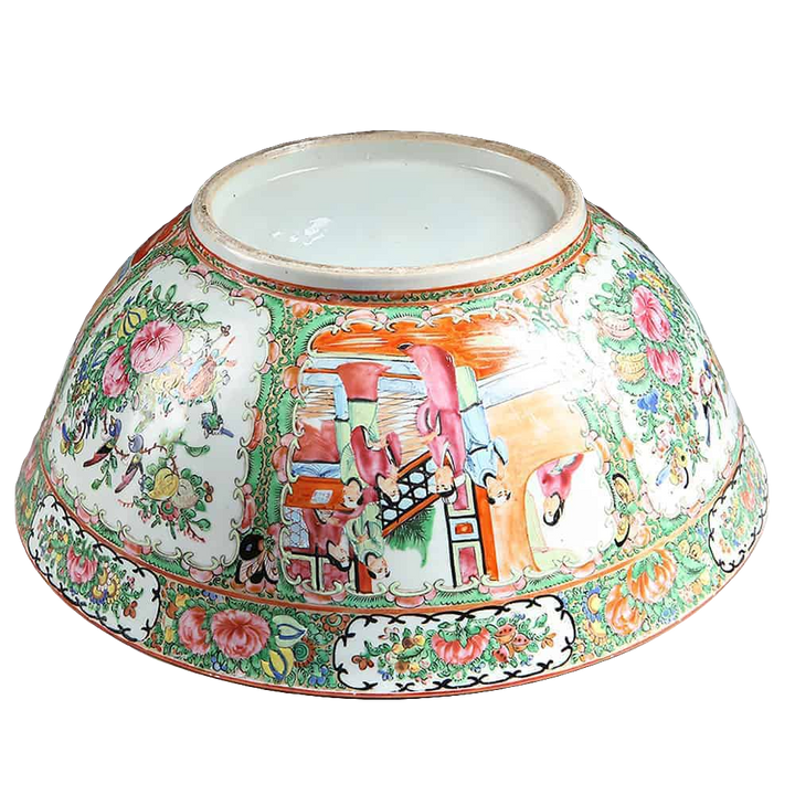 Large Rose Medallion Canton Punch Bowl
