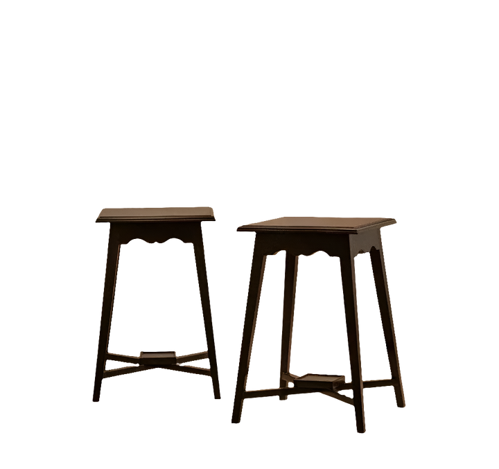 Pair of Ebony End Tables featuring a classic early 2000s design in the style of E.W. Godwin.