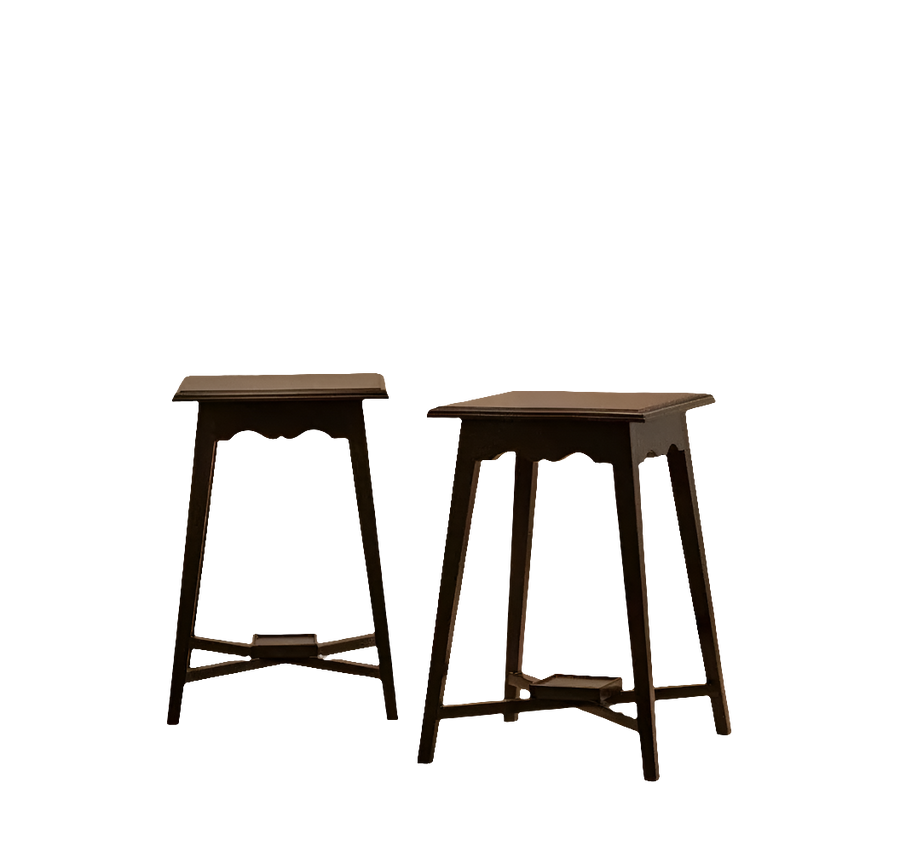 Pair of Ebony End Tables featuring a classic early 2000s design in the style of E.W. Godwin.