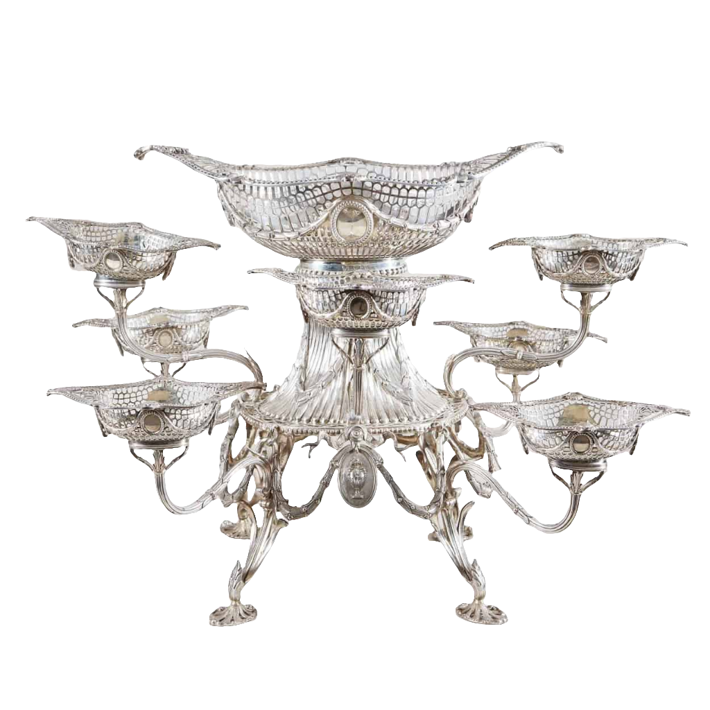 Georgian Style Eight-Basket Silver Epergne