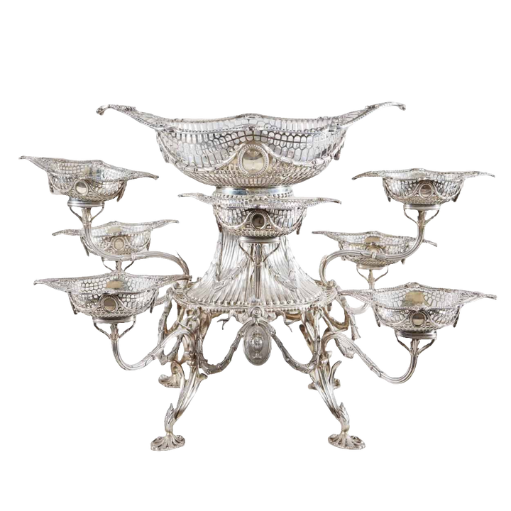 Georgian Style Eight-Basket Silver Epergne