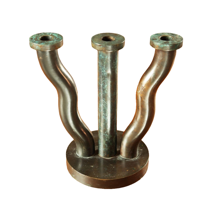 Mid Century Bronze Three Branch Candelabra