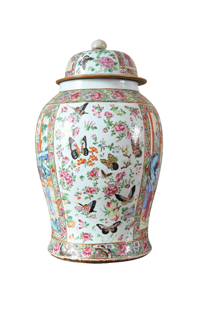 Two Large Canton Chinese Export Vases and Covers
