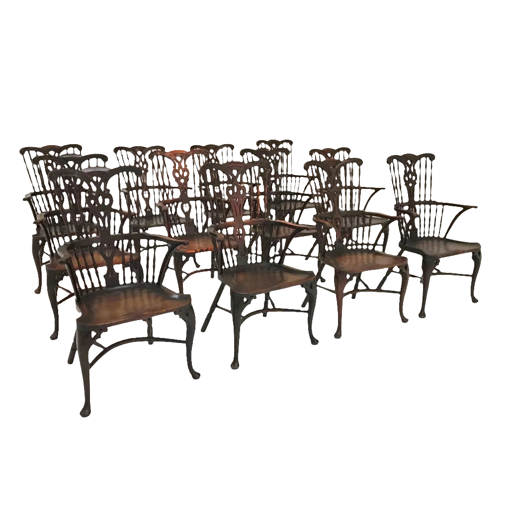 Set of 12 Georgian Comb Back Windsor Armchairs