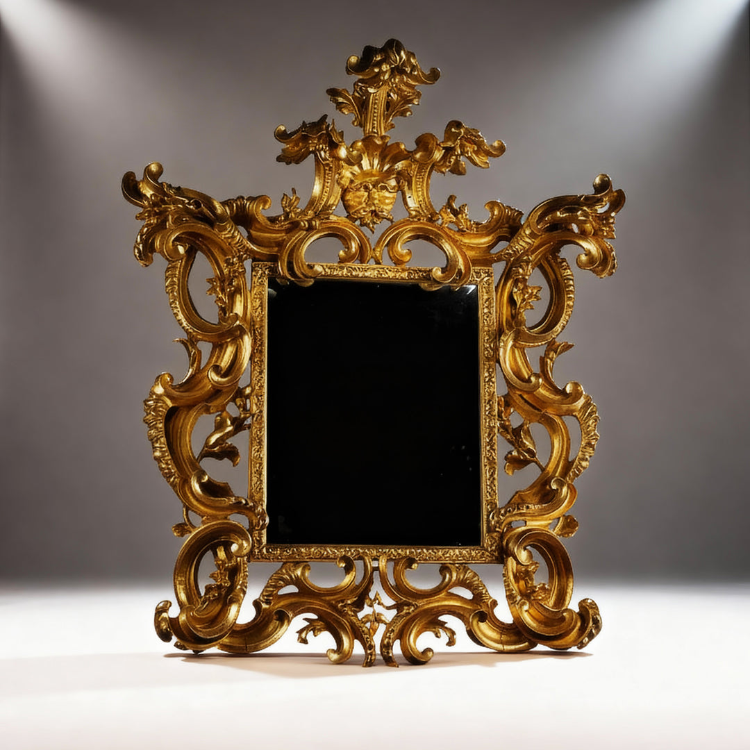 Central Italian 17th Century Baroque Giltwood Mirror 161x136cm