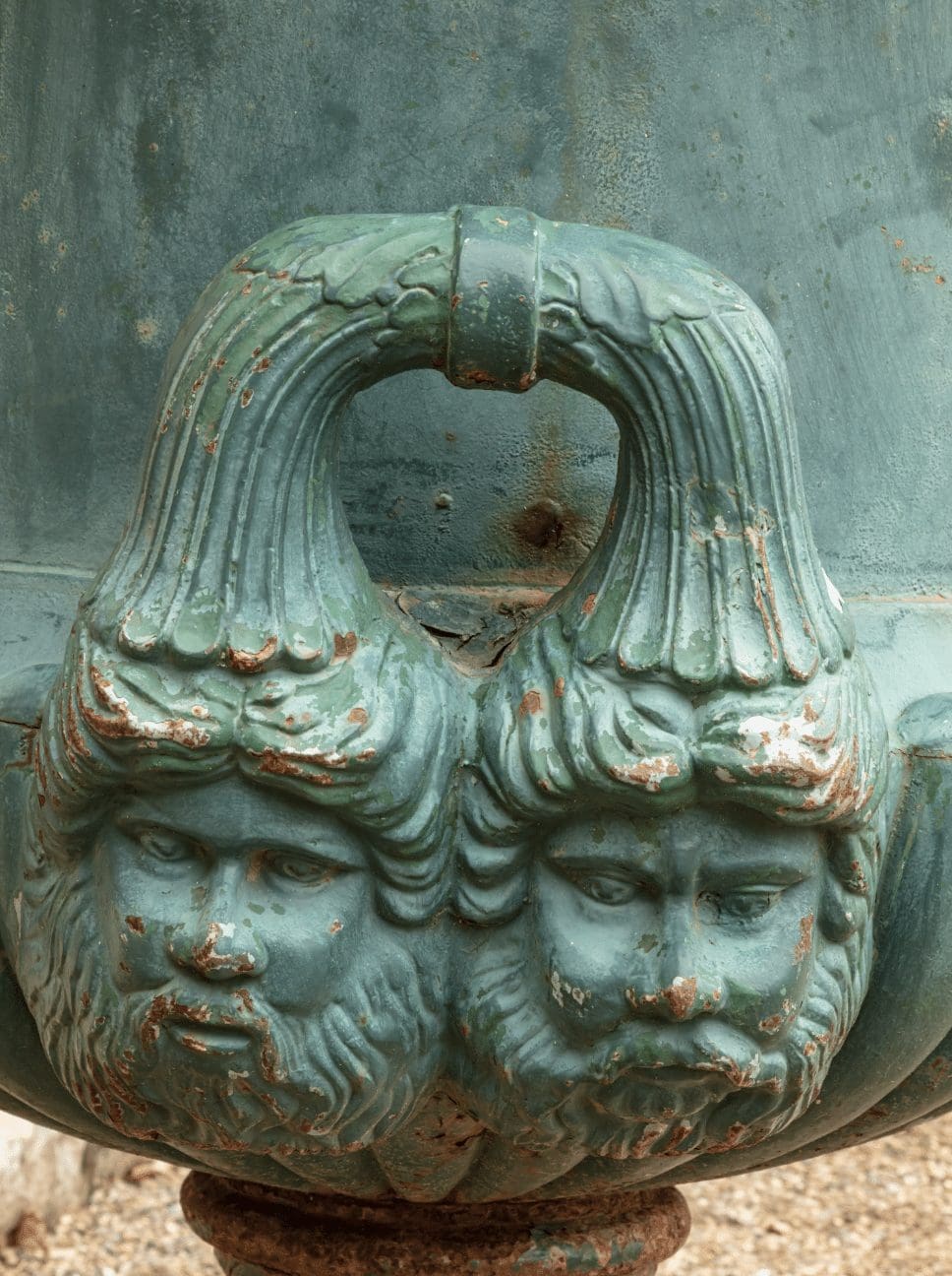 Pair of Monumental Bell shaped Krater Garden Vases in Cast Iron