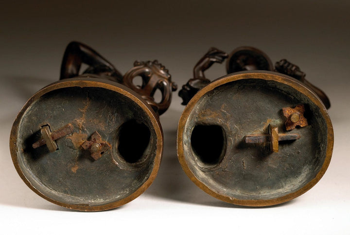 Massimiliano Soldani Benzi pair of bronzes Apollino and Mercury viewed from the base circa 1720