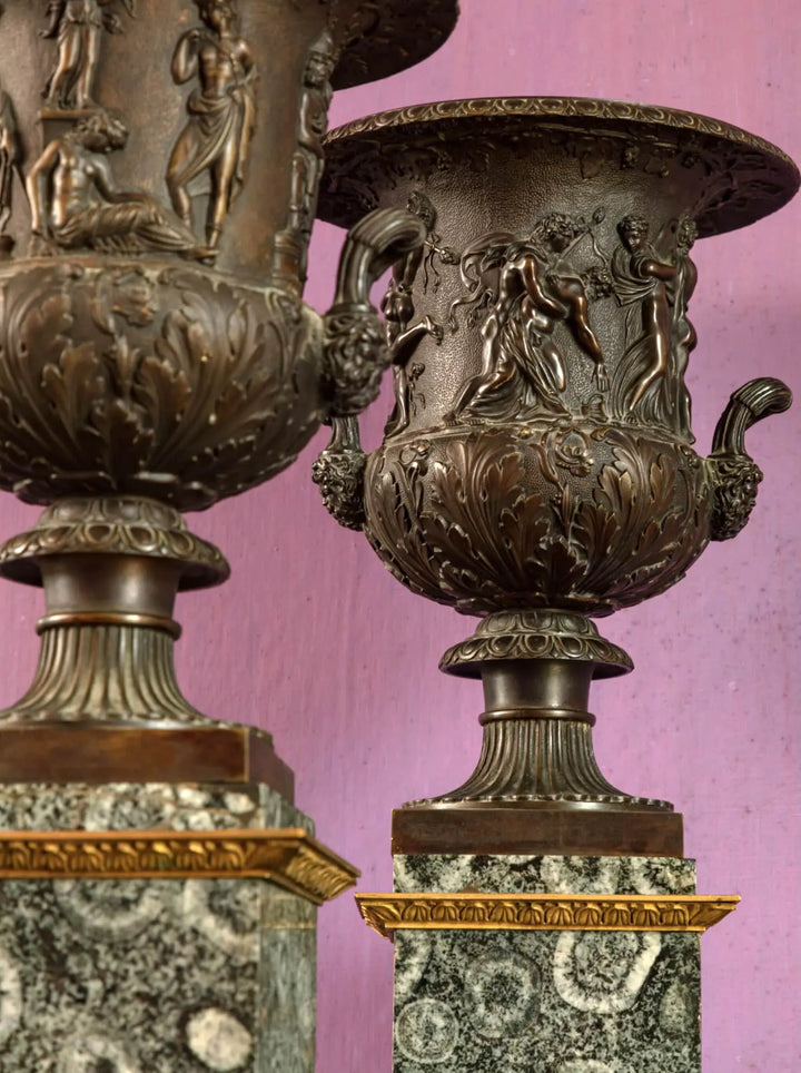 Pair of Bronze and Napoleonite Medici / Borghese Vases