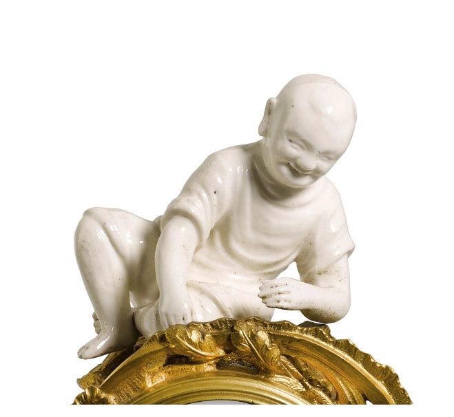 Chinoiserie Rococo Blanc de Chine Mantel Clock