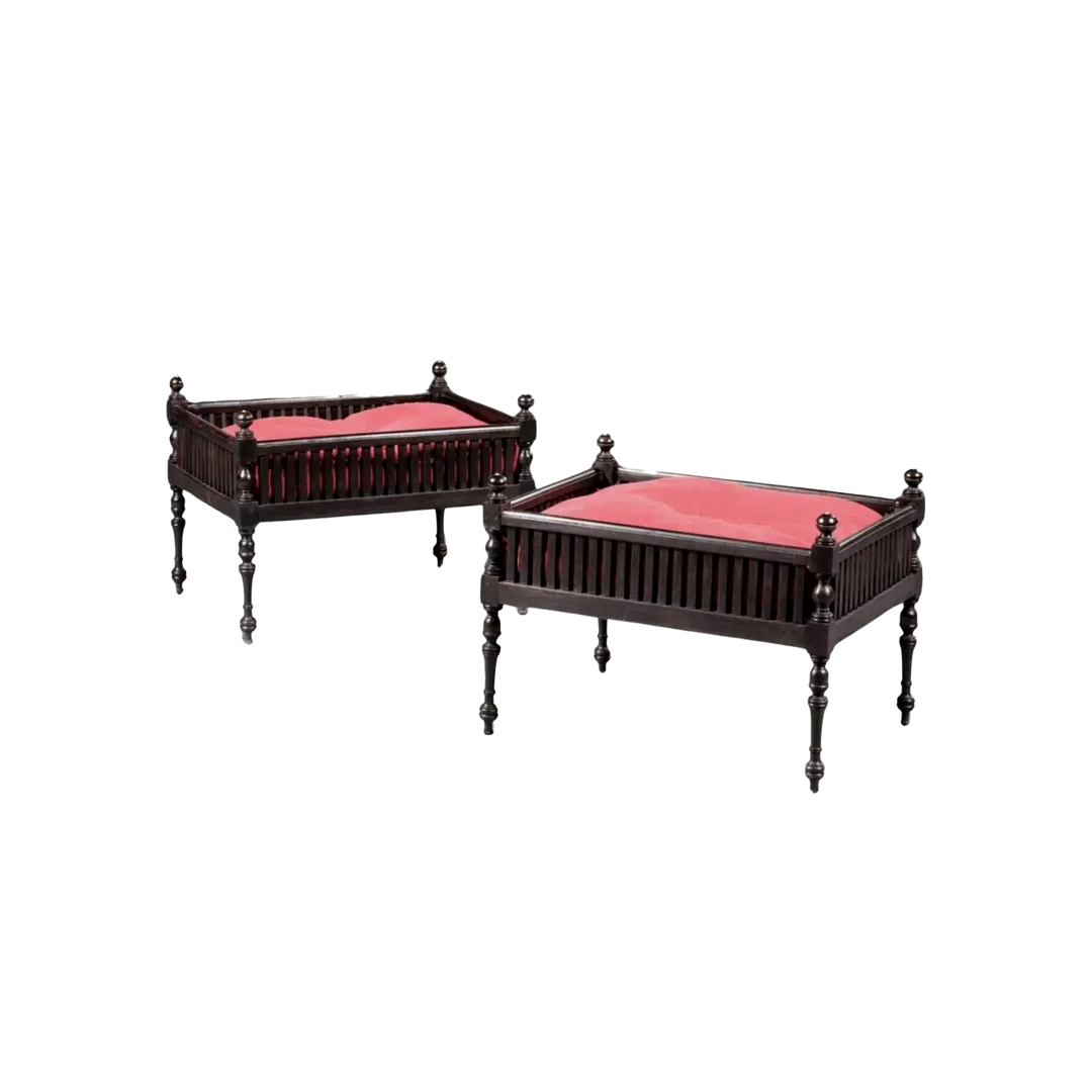 Pair of Anglo Indian Solid Ebony Dog Beds