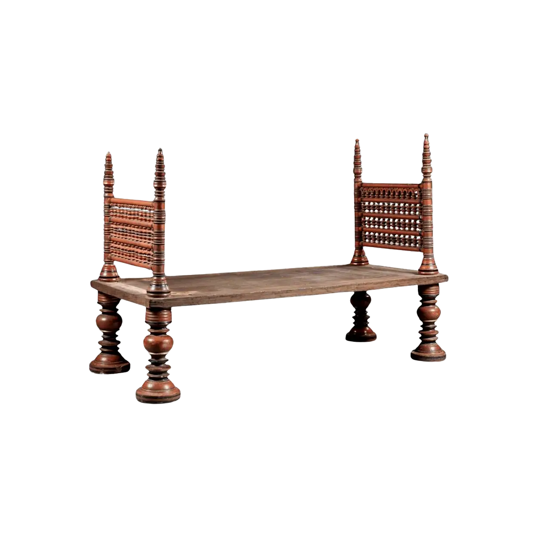 Rare 18th Century South Indian Red Lacquer Bed